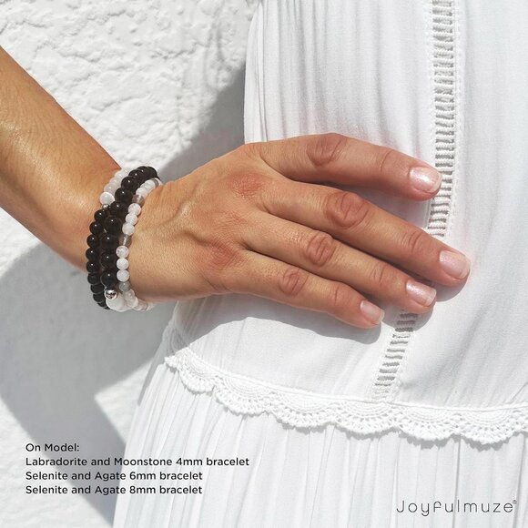 Handmade Natural Gemstone Beaded Bracelet for Men and Women—Healing, Protection, - Picture 6 of 9